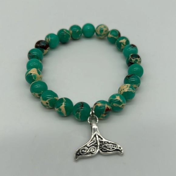 1914- Fish Tail Natural Stone Beads Handmade Women’s Bracelet NWT - Picture 2 of 4